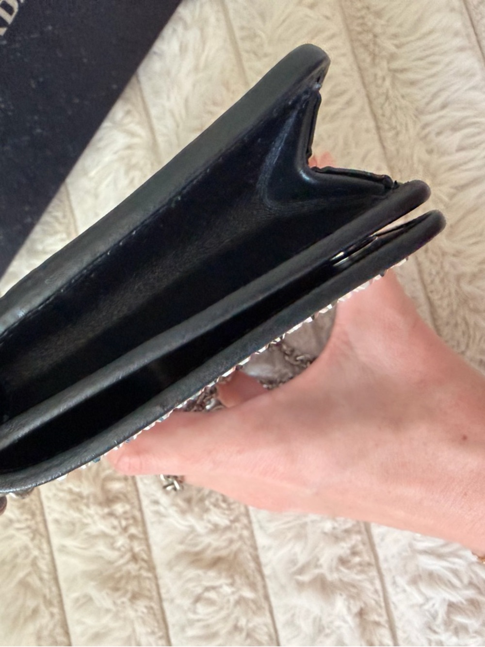 PRADA Black Satin Crystal Crossbody Clutch Bag 1DH044 - Picture 8 of 16